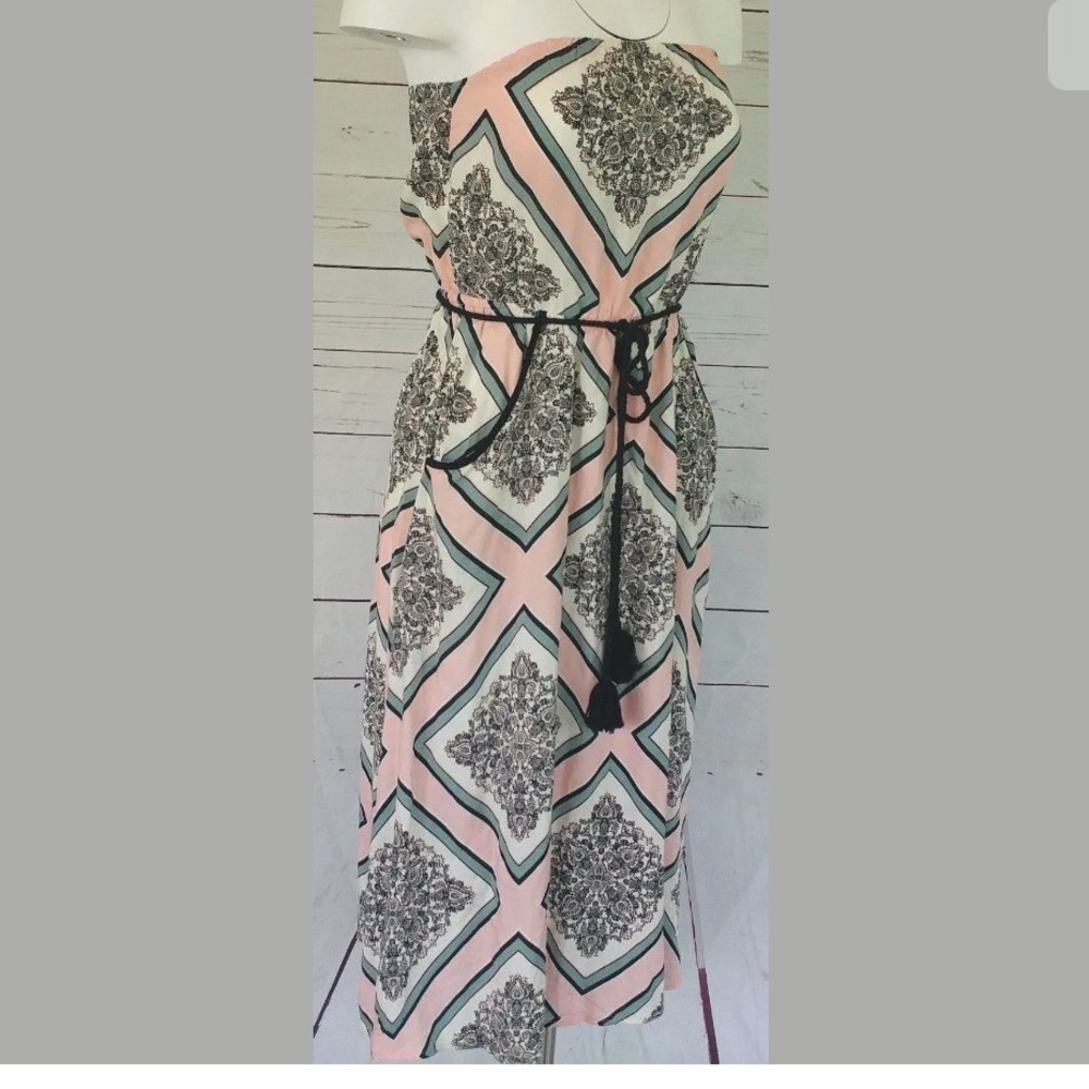 New Strapless floral maxi dress with pockets S